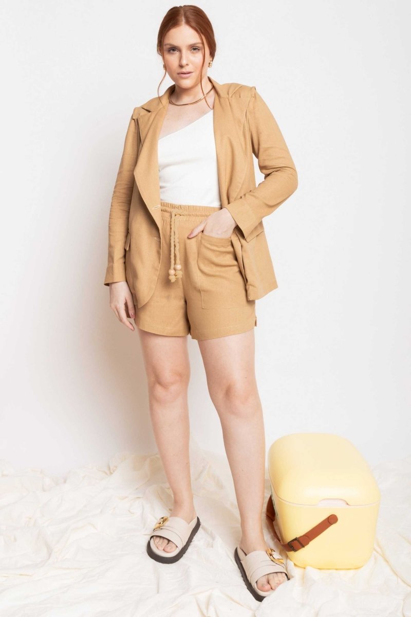 Shorts de Linho Savana - Capuccino - Uhnika