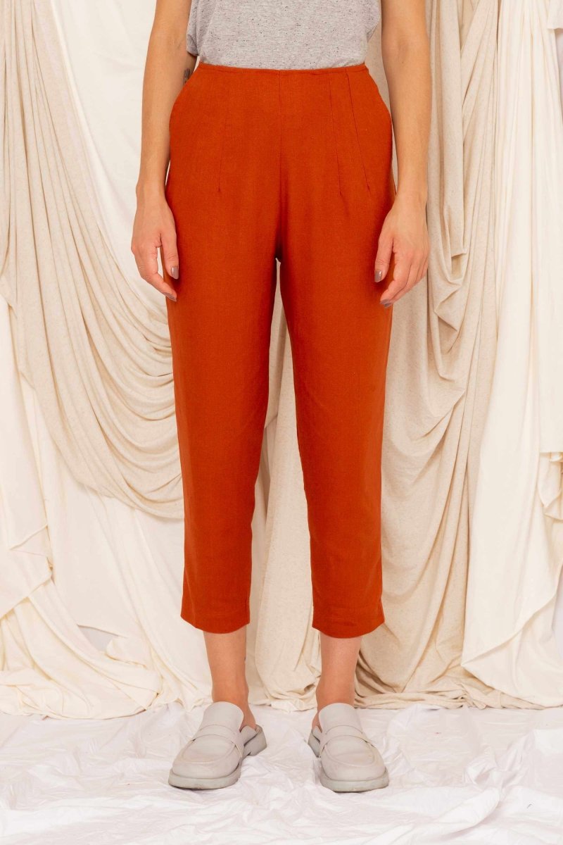 Calça Skinny de Linho - Linho Natural - Uhnika