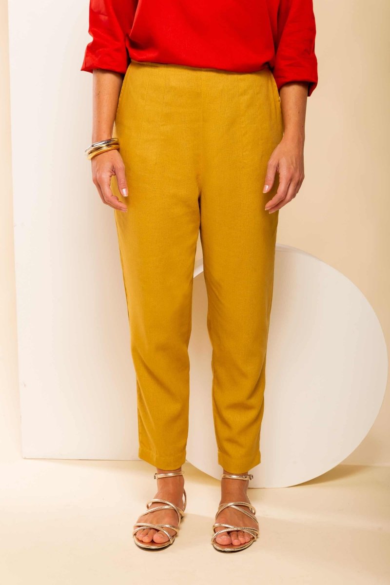Calça Skinny de Linho - Linho Natural - Uhnika