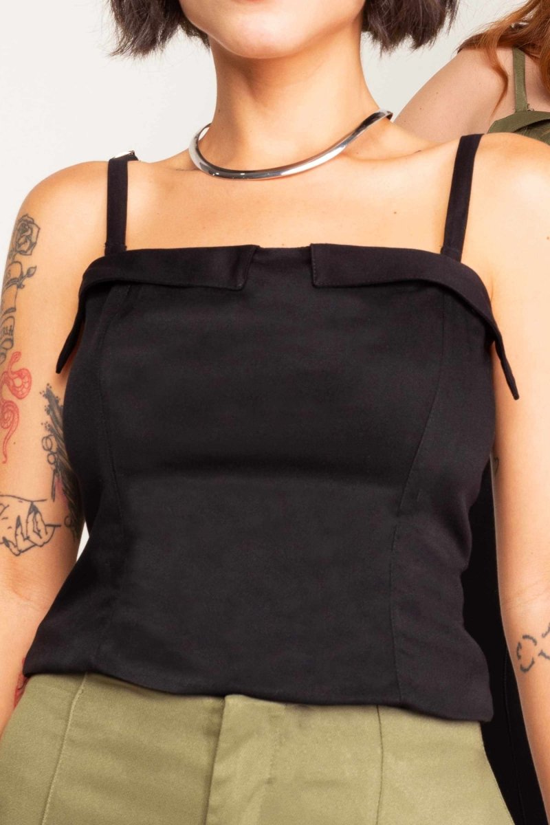 Top Corset Alfaiataria Alça Removível - Preto - Uhnika