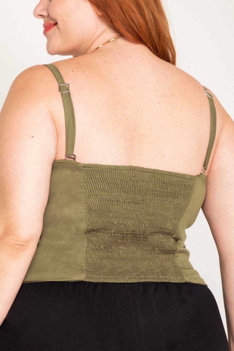 Top Corset Alfaiataria Alça Removível - Verde - Uhnika