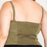Top Corset Alfaiataria Alça Removível - Verde - Uhnika