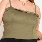Top Corset Alfaiataria Alça Removível - Verde - Uhnika