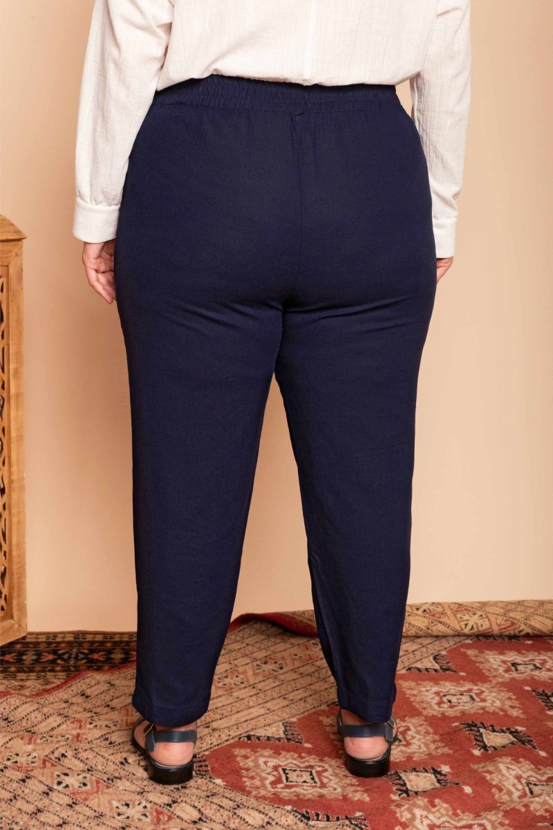 Calça Skinny de Linho - Azul Marinho - Uhnika