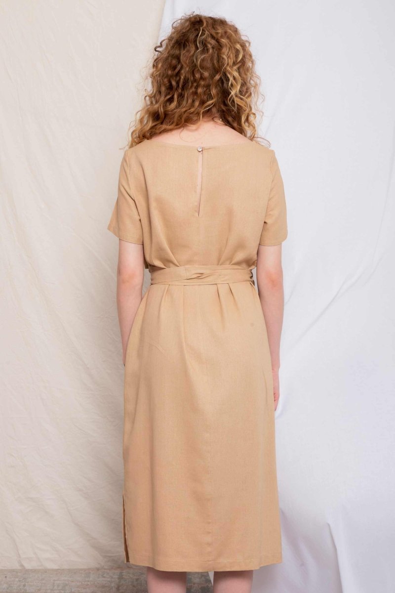Vestido de Linho Midi Helena - Capuccino - Uhnika