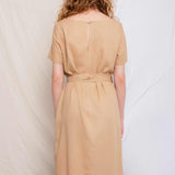 Vestido de Linho Midi Helena - Capuccino - Uhnika
