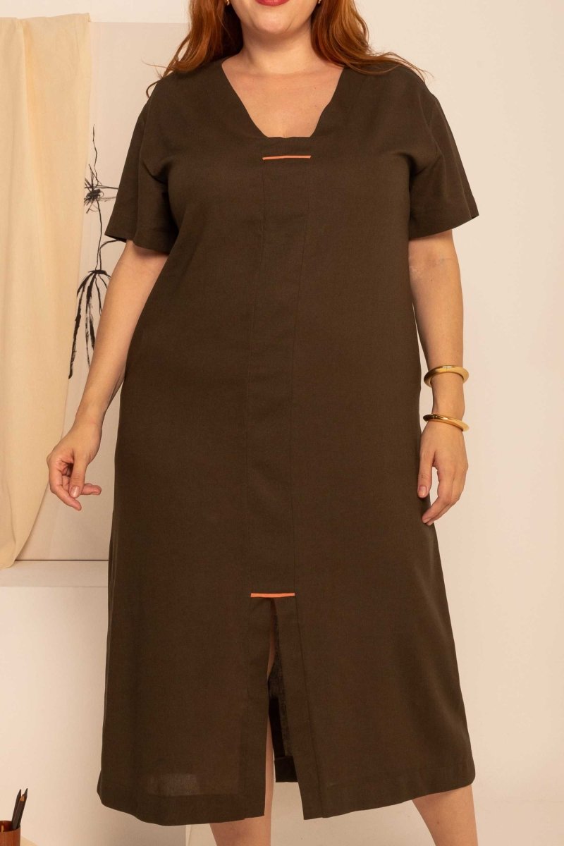 Vestido Feminino Solto de Linho - Verde - Uhnika
