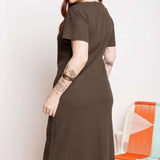 Vestido Feminino Solto de Linho - Verde - Uhnika