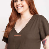Vestido Feminino Solto de Linho - Verde - Uhnika