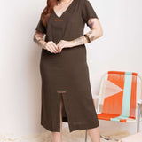 Vestido Feminino Solto de Linho - Verde - Uhnika