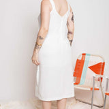 Vestido de Linho Midi com Nó - Off White - Uhnika