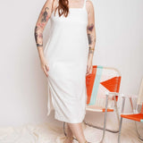 Vestido de Linho Midi com Nó - Off White - Uhnika