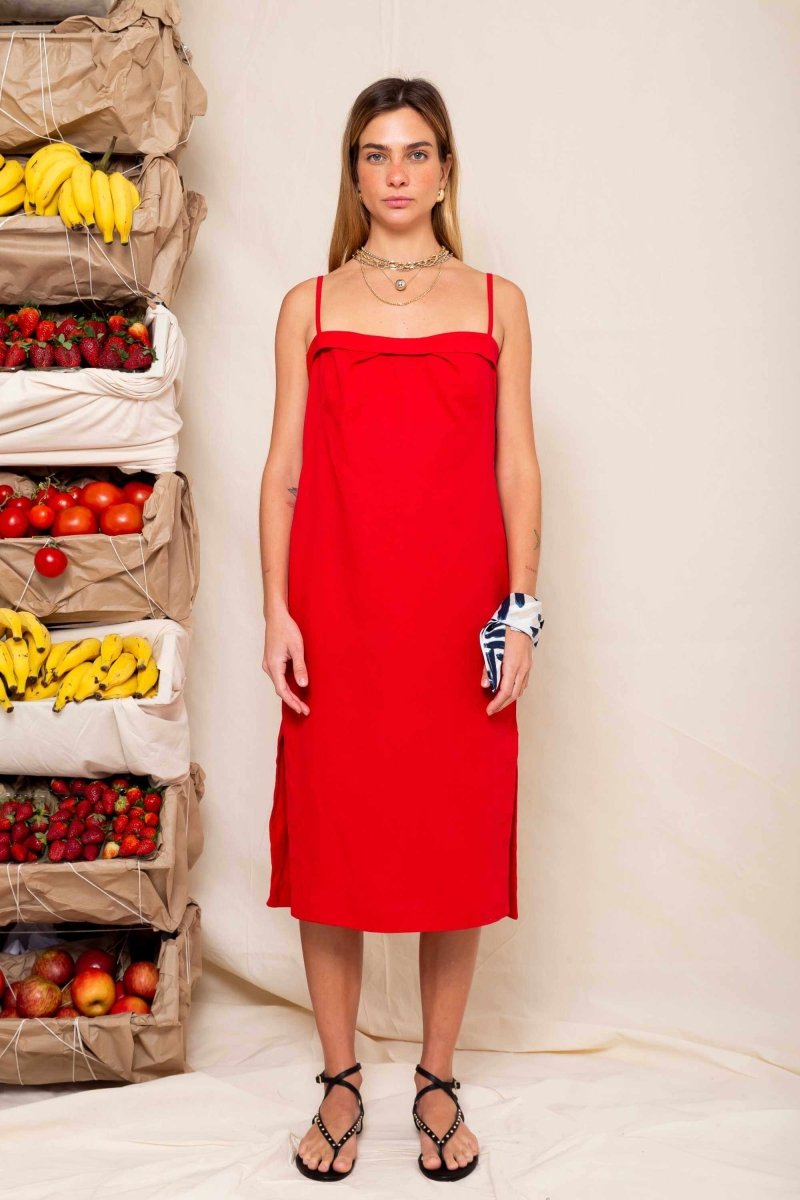 Vestido de Linho Luna - Vermelho - Uhnika