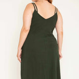 Vestido Midi de Algodão com Fenda - Verde - Uhnika