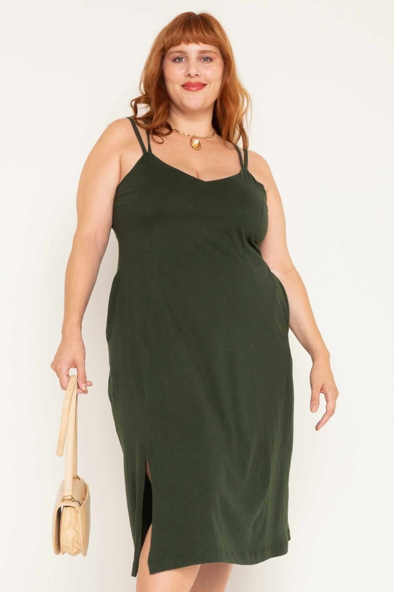 Vestido Midi de Algodão com Fenda