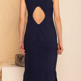Vestido Midi Regata Canelado - Azul Marinho - Uhnika