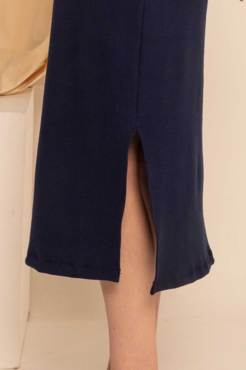 Vestido Midi Regata Canelado - Azul Marinho - Uhnika