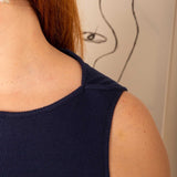 Vestido Midi Regata Canelado - Azul Marinho - Uhnika