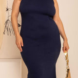 Vestido Midi Regata Canelado - Azul Marinho - Uhnika