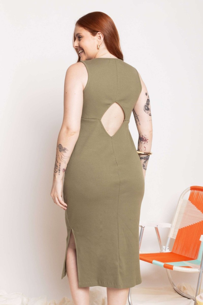 Vestido Midi Regata Canelado - Verde - Uhnika
