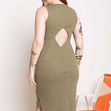 Vestido Midi Regata Canelado - Verde - Uhnika