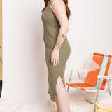 Vestido Midi Regata Canelado - Verde - Uhnika