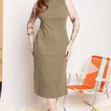 Vestido Midi Regata Canelado - Verde - Uhnika