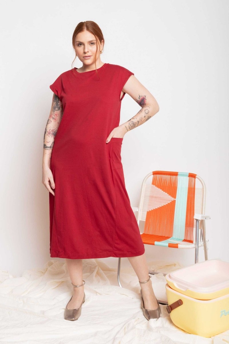 Vestido Muscle Tee de Malha - Vermelho - Uhnika